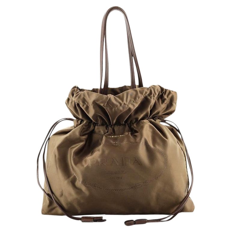 Prada Logo Drawstring Tote Tessuto Medium
