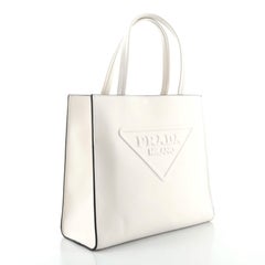 Prada Logo Drill Tote Leather Small