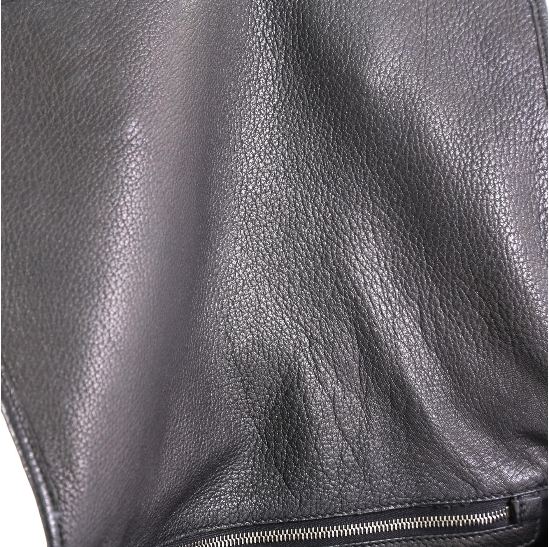 Prada Logo Flap Messenger Bag Leather Large In Good Condition In NY, NY