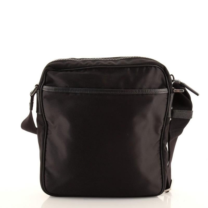 Black Prada Logo Flap Messenger Bag Tessuto Small