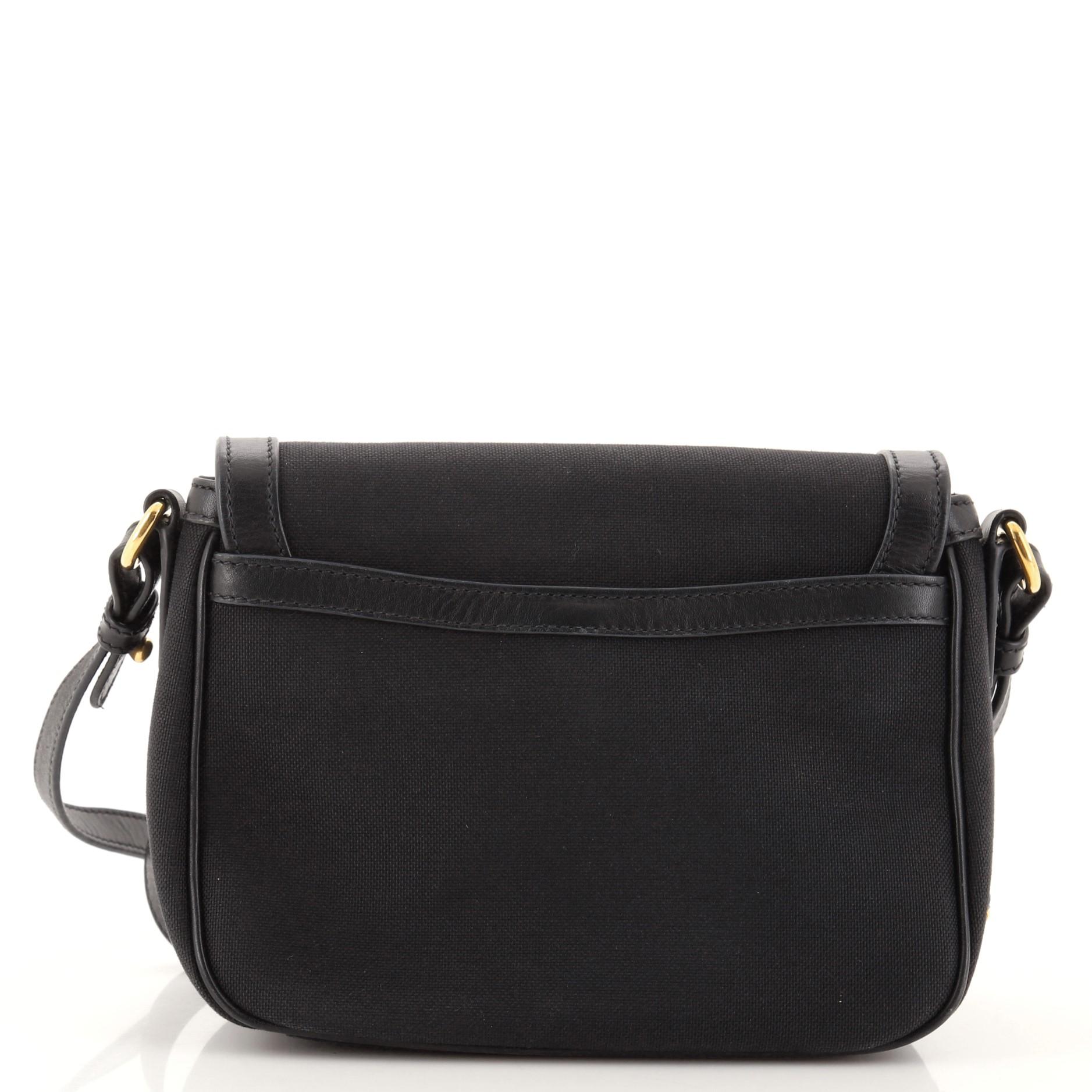 Black Prada Logo Flap Shoulder Bag Jacquard Nylon