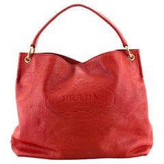Prada Logo Hobo Embossed Vitello Daino Medium