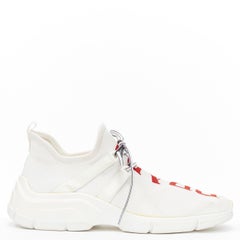 PRADA Logo Knit white red sock knit low top sneaker EU37 US7