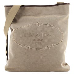 Prada Logo Messenger Bag Canvas Large