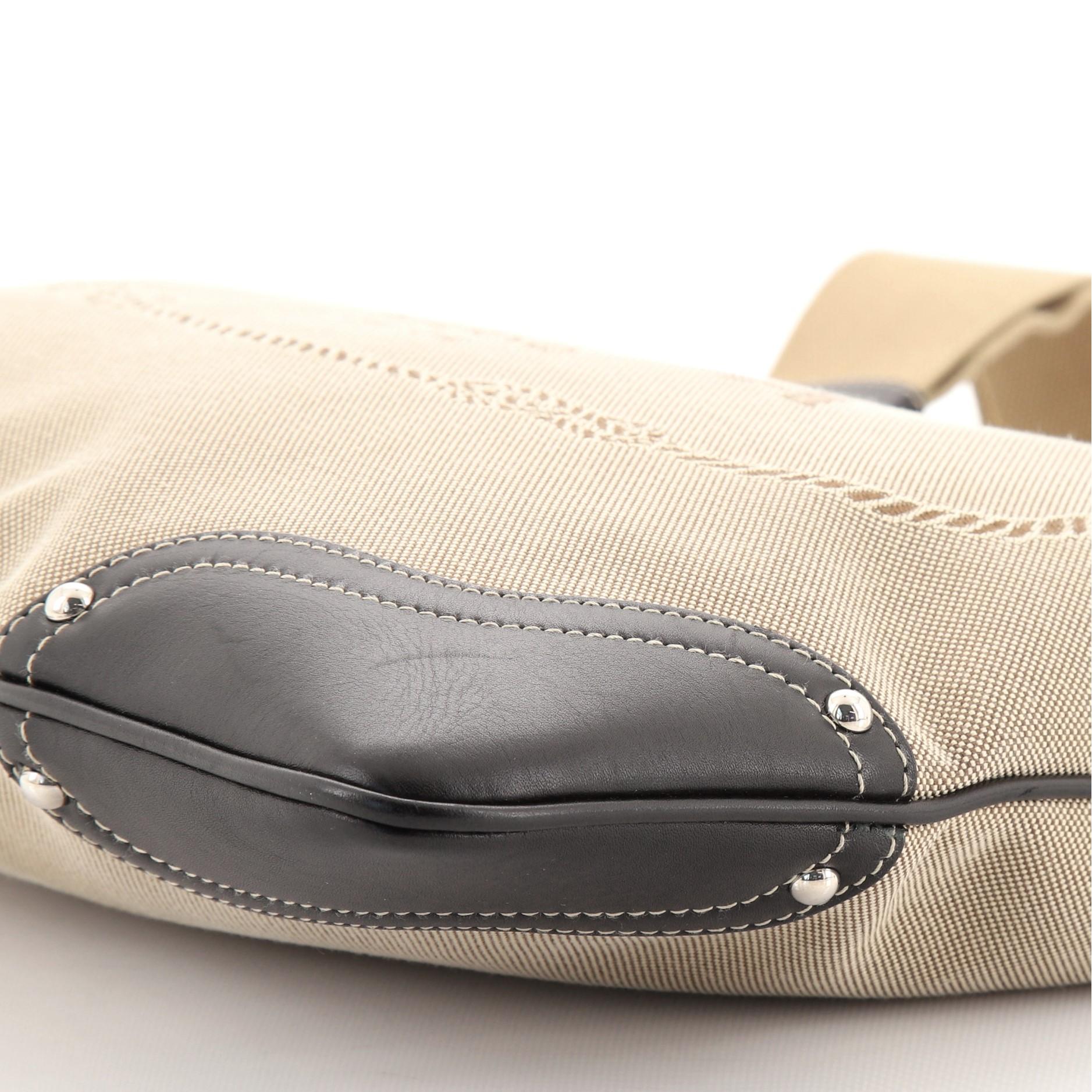 Brown Prada Logo Messenger Bag Canvas with Leather Medium