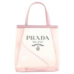 Prada Logo Open Tote Sequined Mesh Small