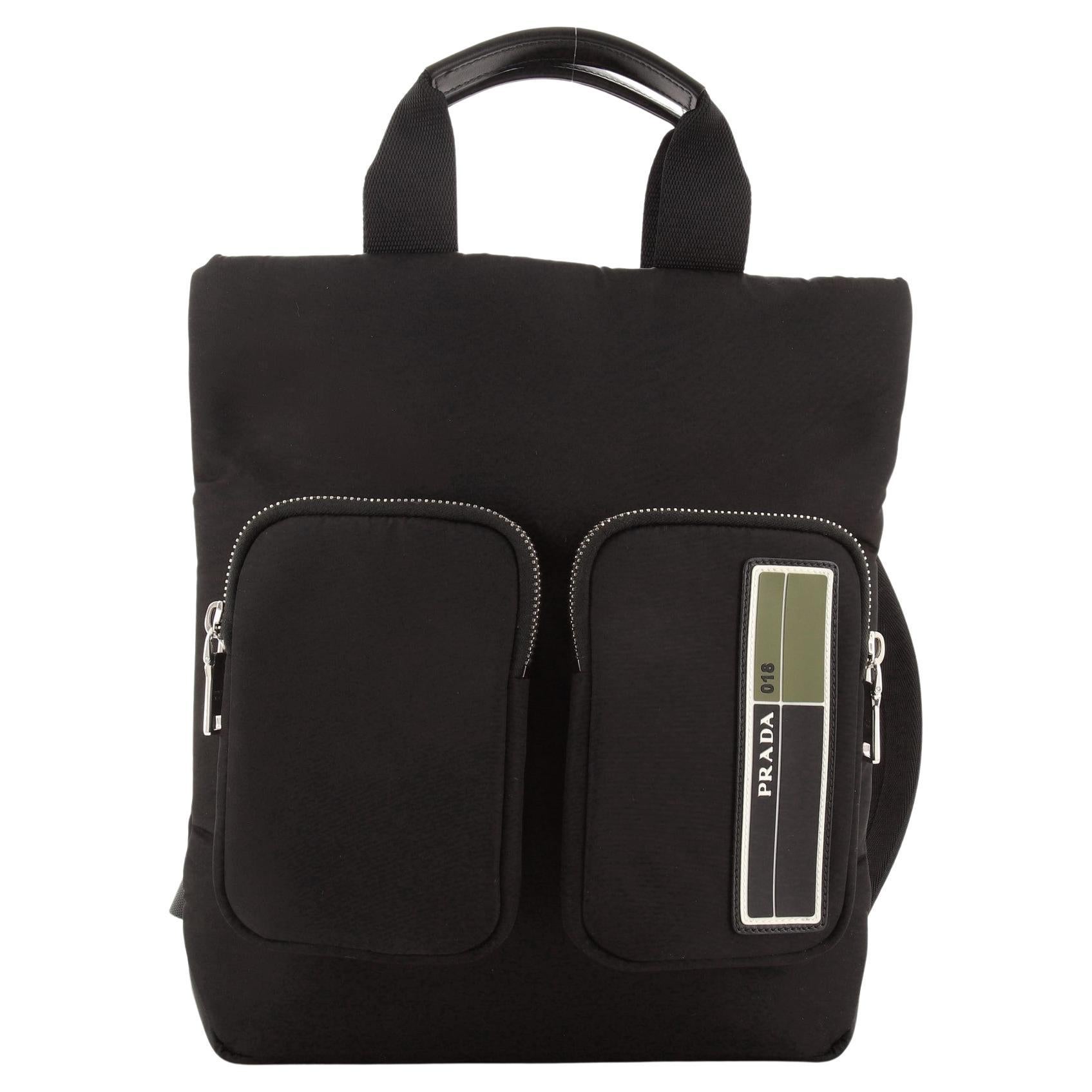 Prada Logo Patch Double Pocket Backpack Tessuto Large