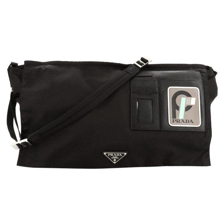 Prada Logo Patch Technical Flap Messenger Bag Tessuto Large