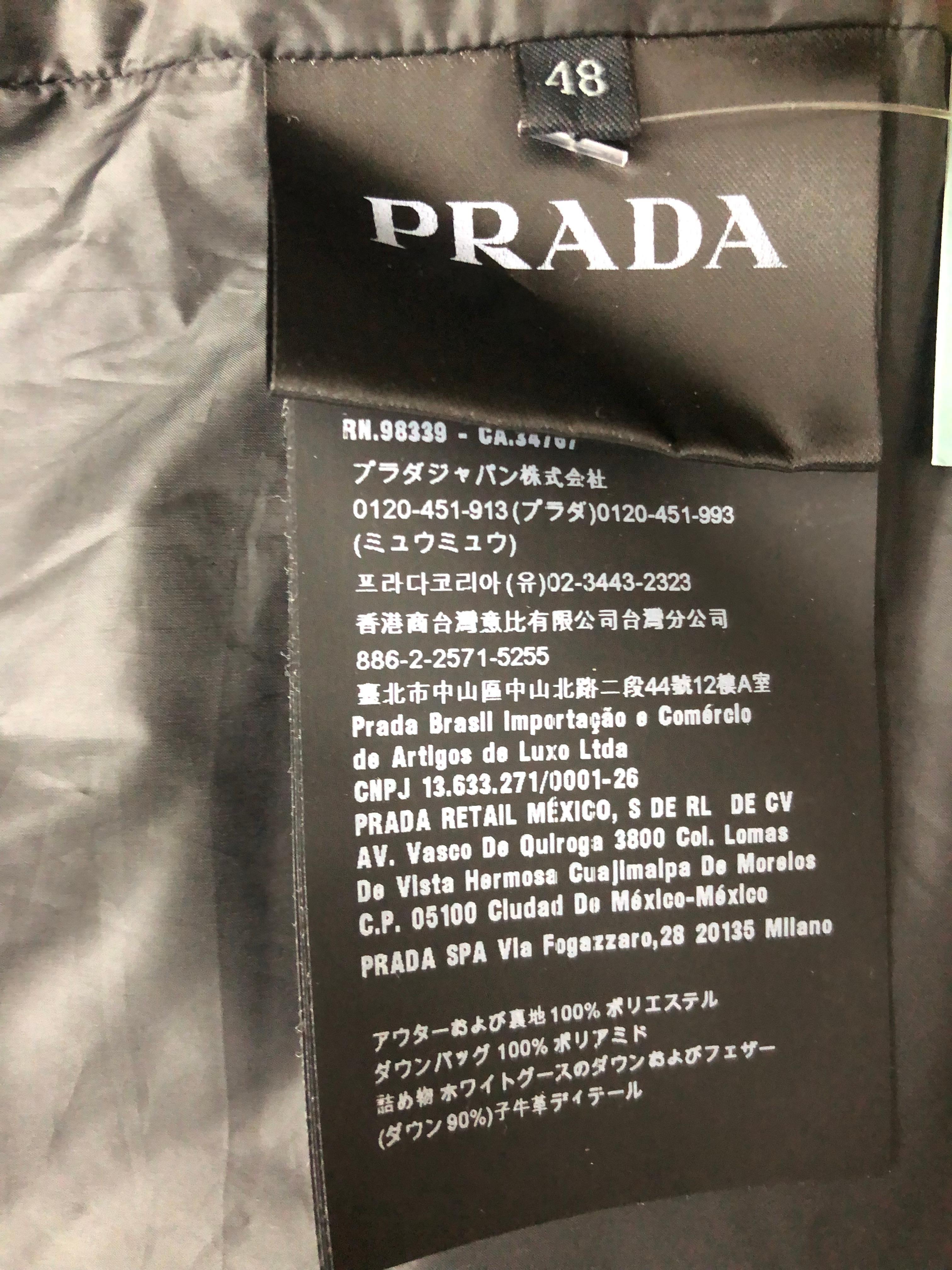 Prada Logo-Plaque Puffer Jacket Size IT 48  1