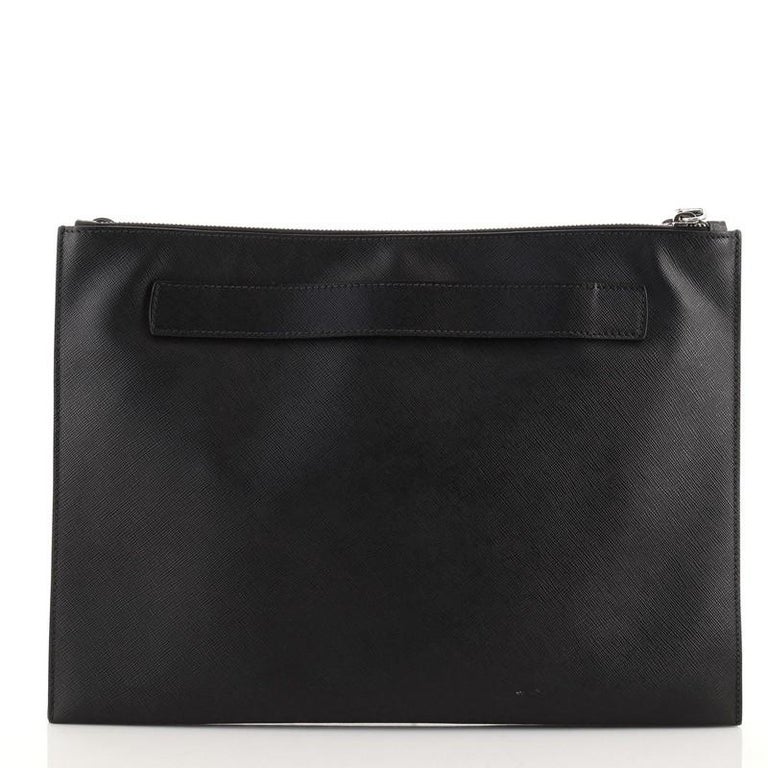 Prada Logo Pouch Saffiano Leather Large at 1stDibs