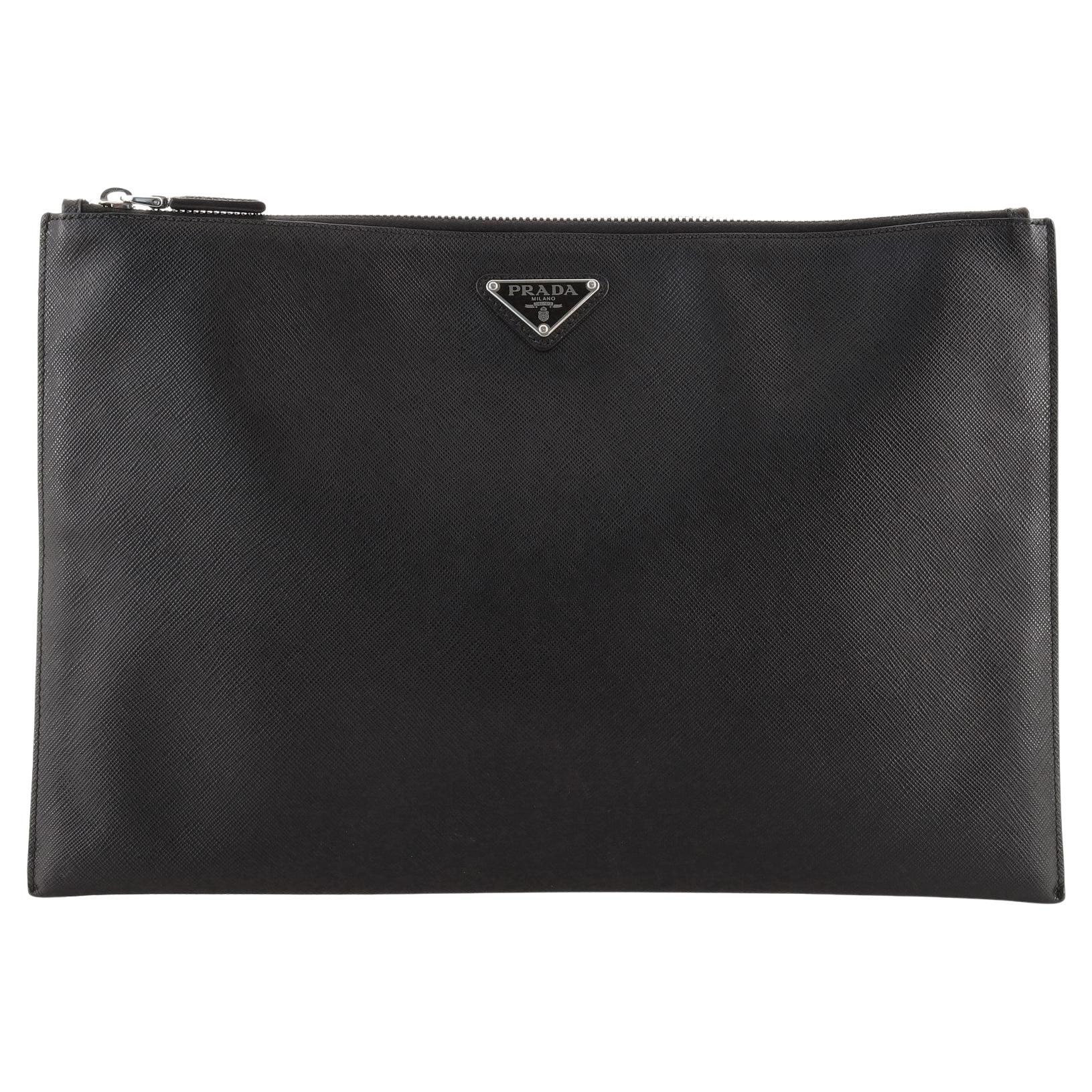 Prada Logo Pouch Saffiano Leather Large