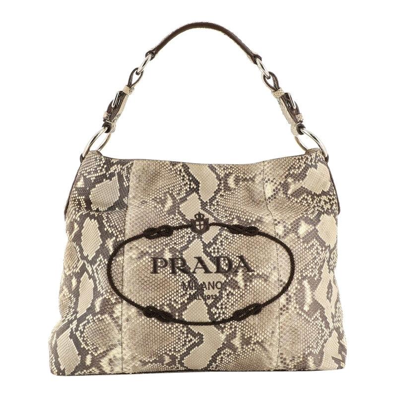 Prada Logo Sacca Hobo Python