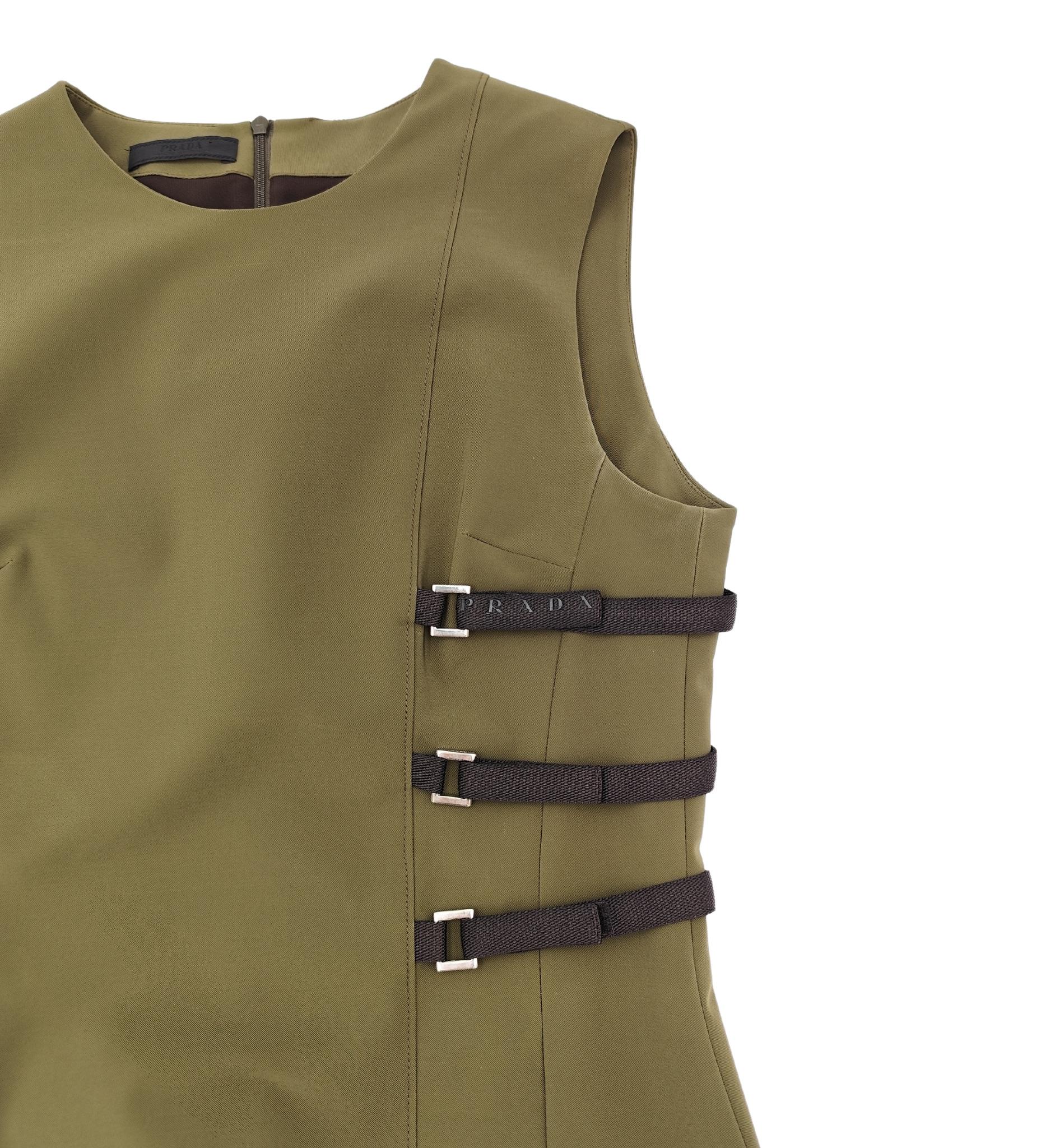Women's Prada logo straps green midi dress For Sale