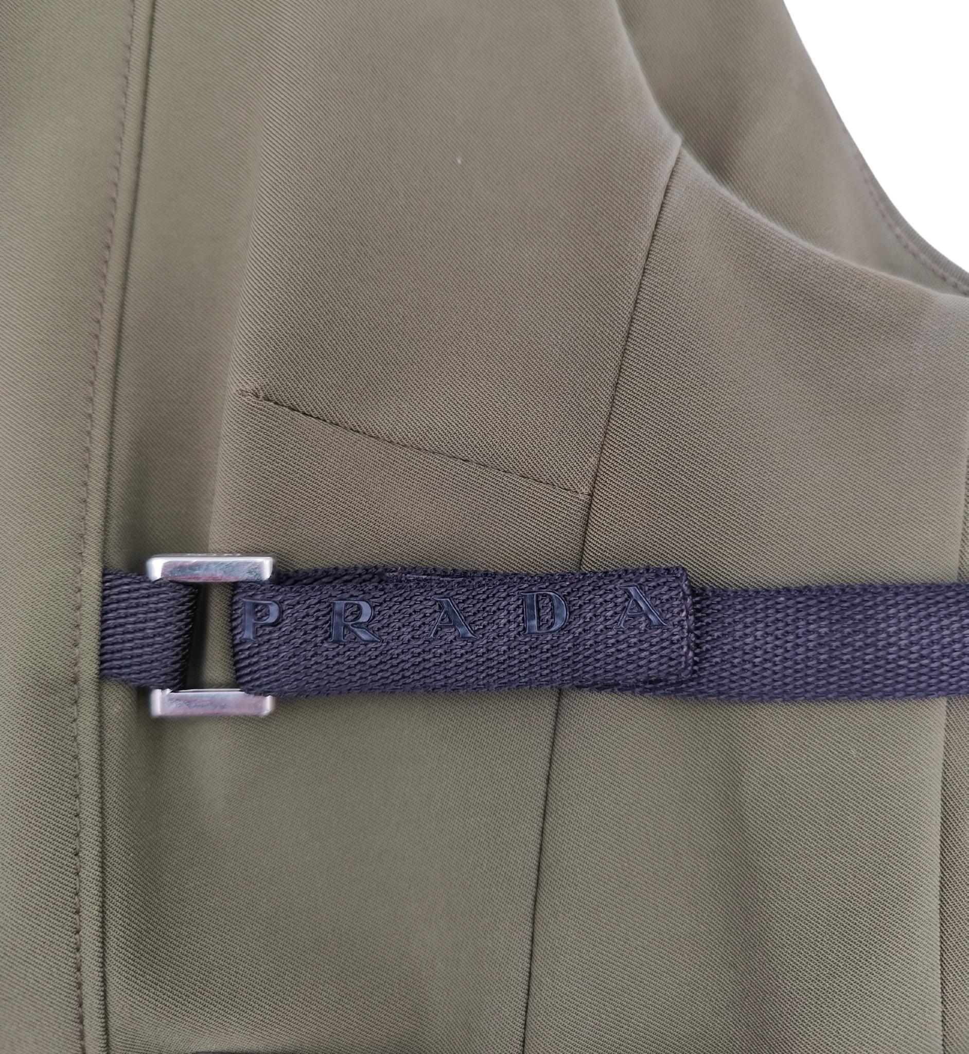 Prada logo straps green midi dress For Sale 1