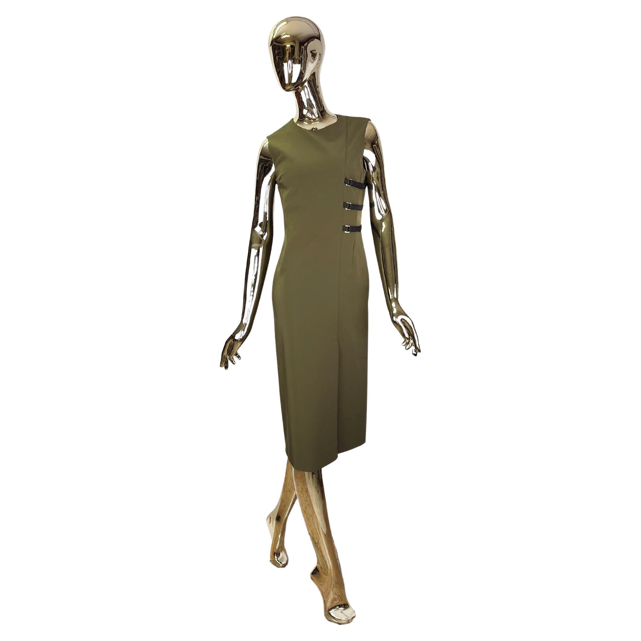 Prada logo straps green midi dress For Sale