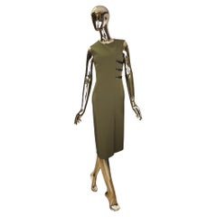 Grünes Midikleid mit Logo-Riemen von Prada