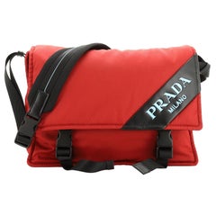 Prada Logo Stripe Messenger Bag Tessuto Medium