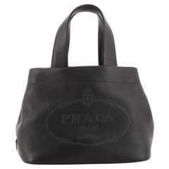 Prada Logo Tote Bag Perforated Leather Small