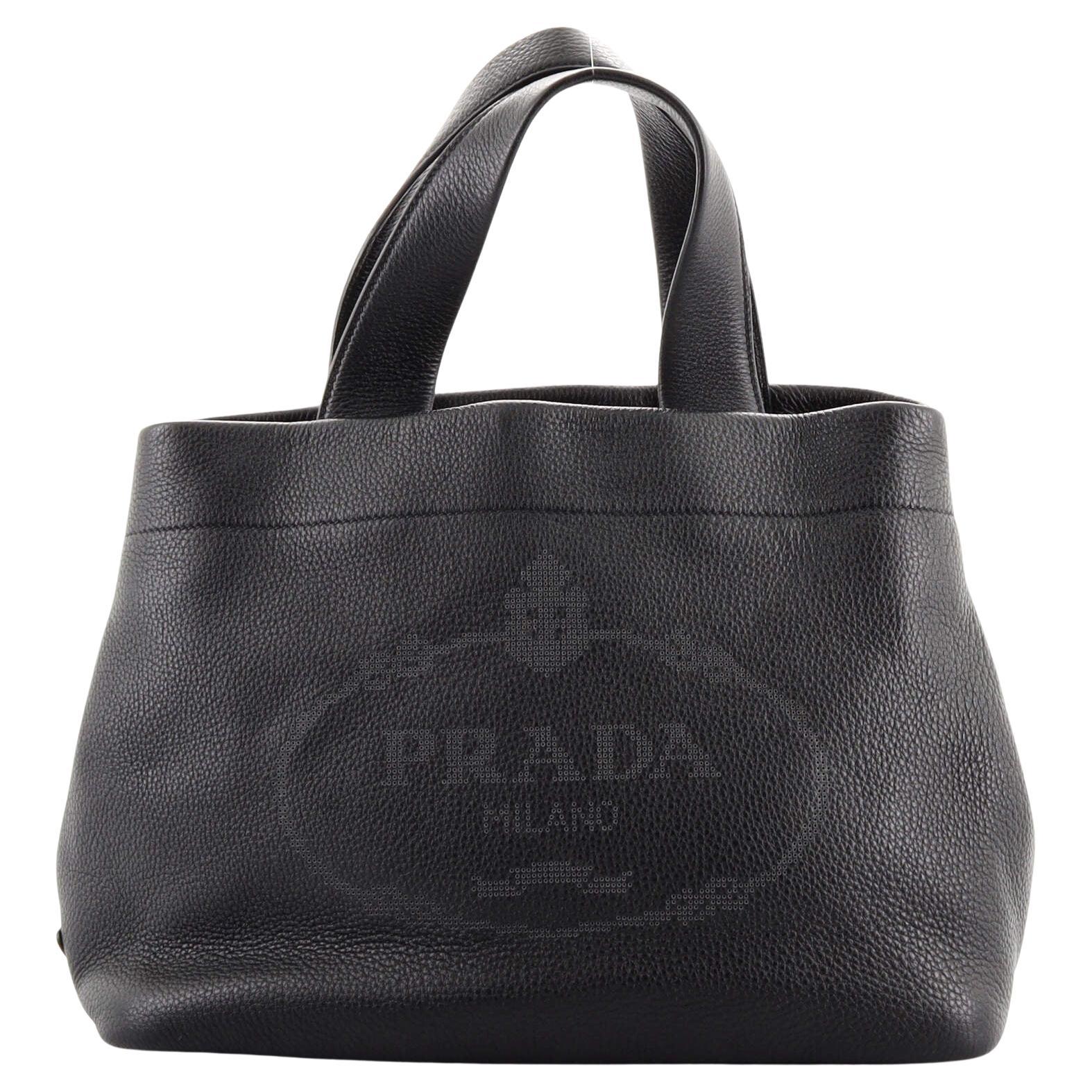 Prada Logo Tote Perforated Leather Medium