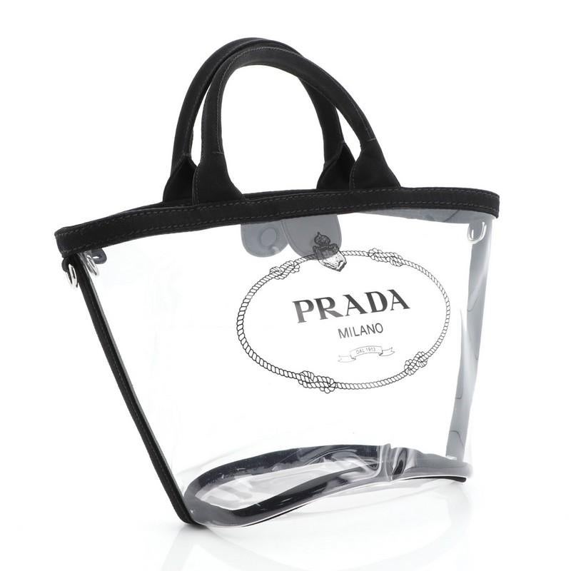 Gray Prada Logo Tote PVC