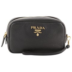 Used Prada Logo Wristlet Leather