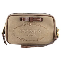 Prada Logo Wristlet Pouch Canvas Small