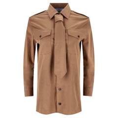 Prada Longline Cotton Shirt With A Tie