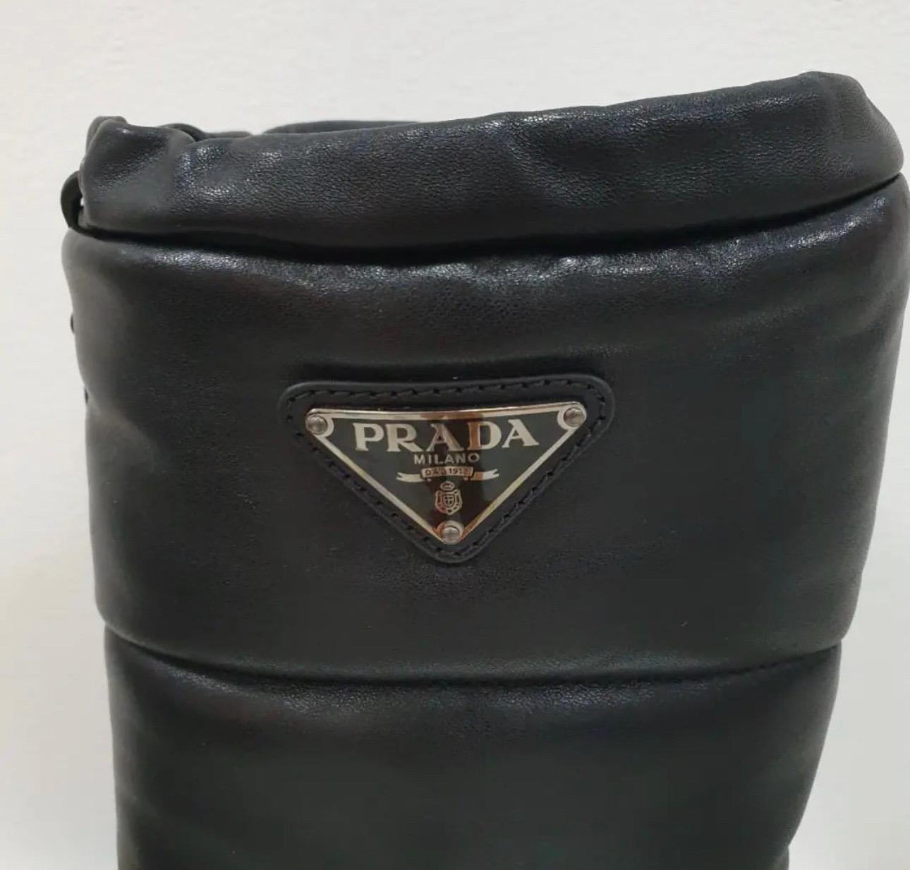 Prada Low Wedge Leather Boots 3