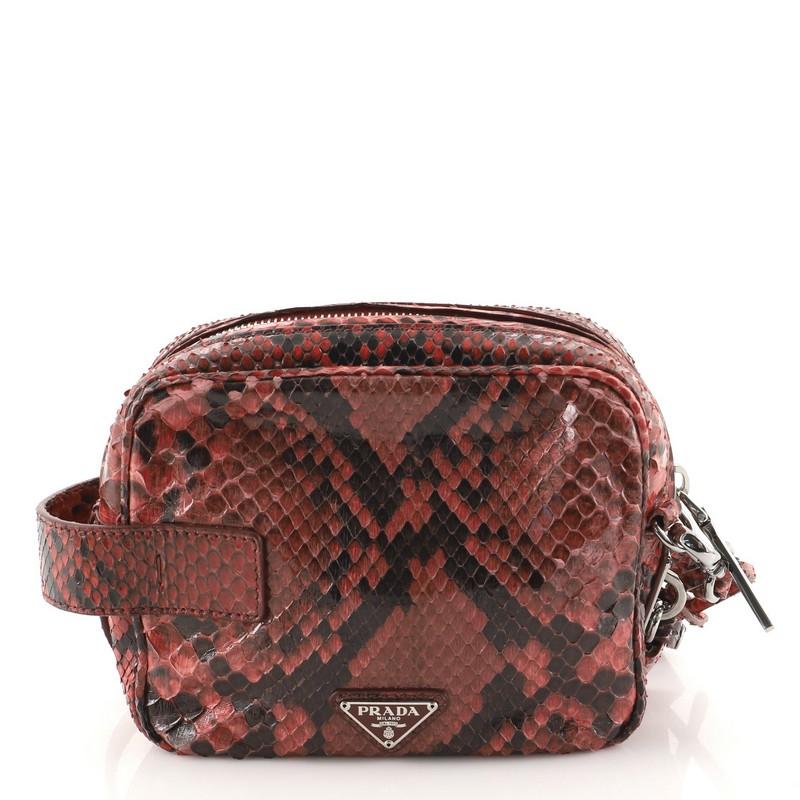 Brown Prada Lucido Camera Bag Python Small