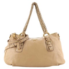 Prada Lux Chain Boston Bag Cervo Leather Large