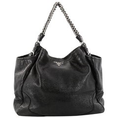 Prada Lux Chain Side Pocket Hobo Cervo Leather Large