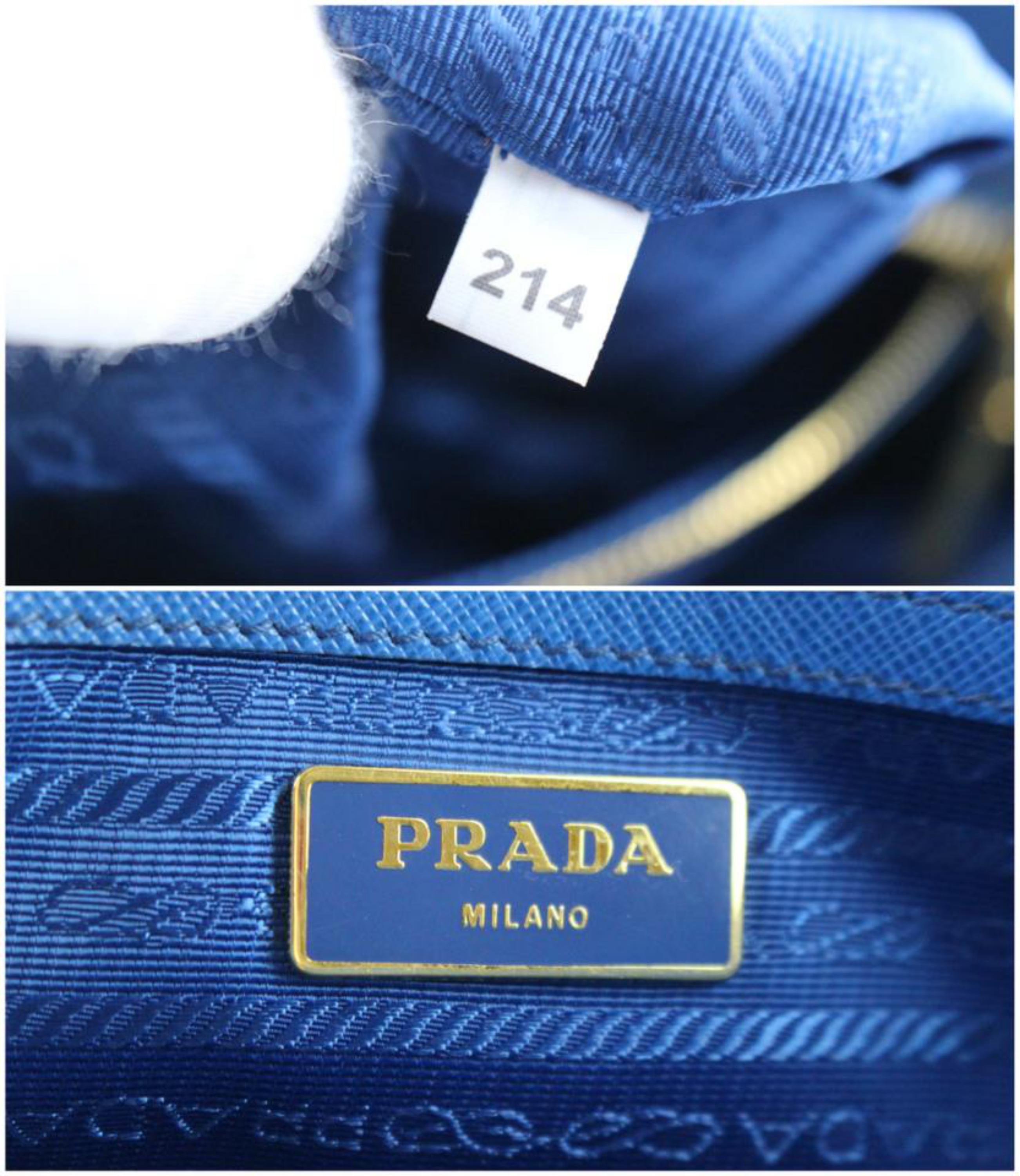 Prada Lux Saffiano 2way 2pr1205 Blue Patent Leather Tote For Sale 6