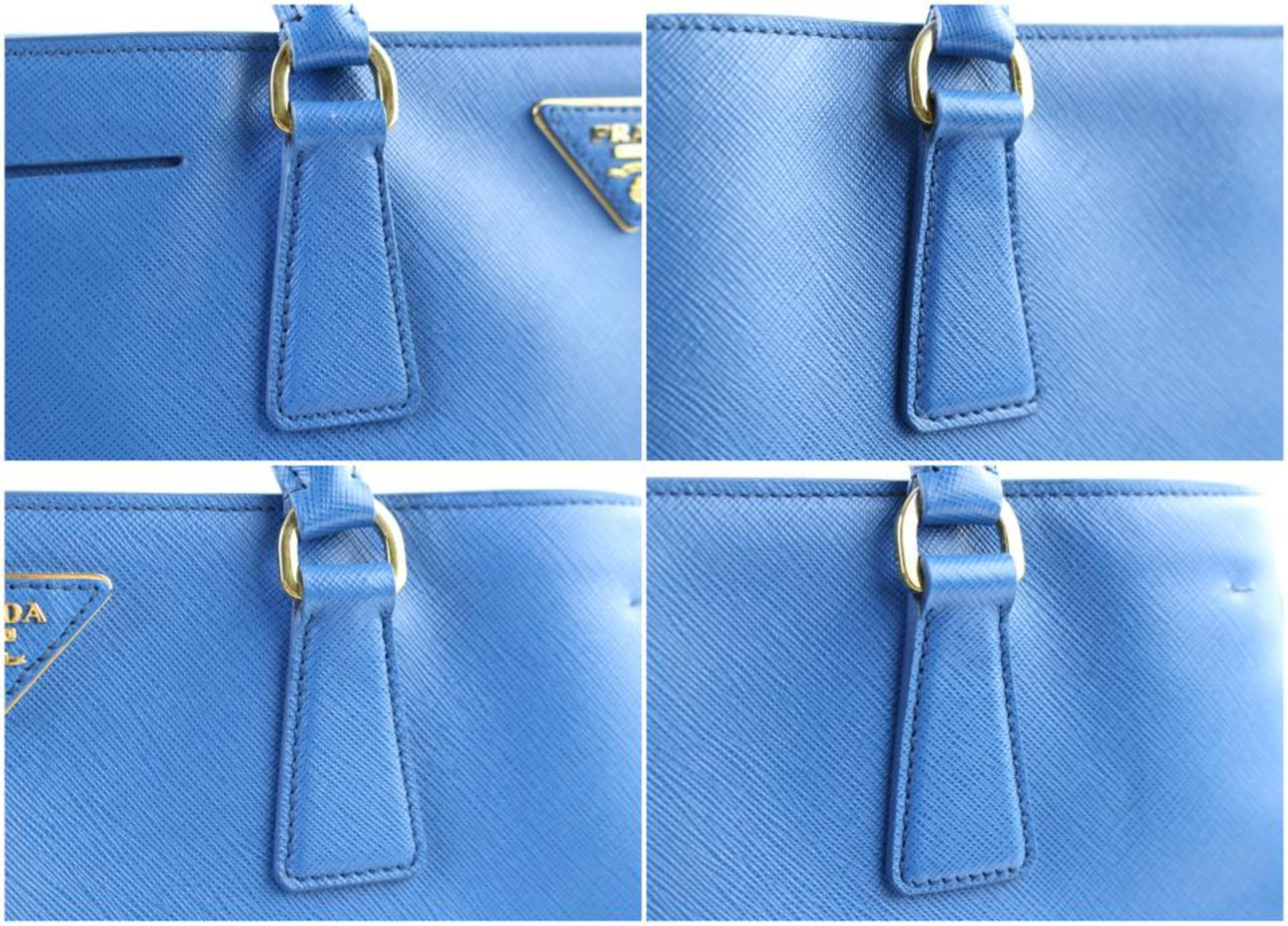 Prada Lux Saffiano 2way 2pr1205 Blue Patent Leather Tote For Sale 7