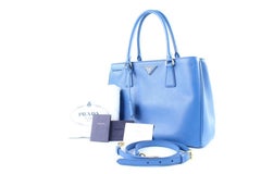 Prada Lux Saffiano 2way 2pr1205 Blue Patent Leather Tote