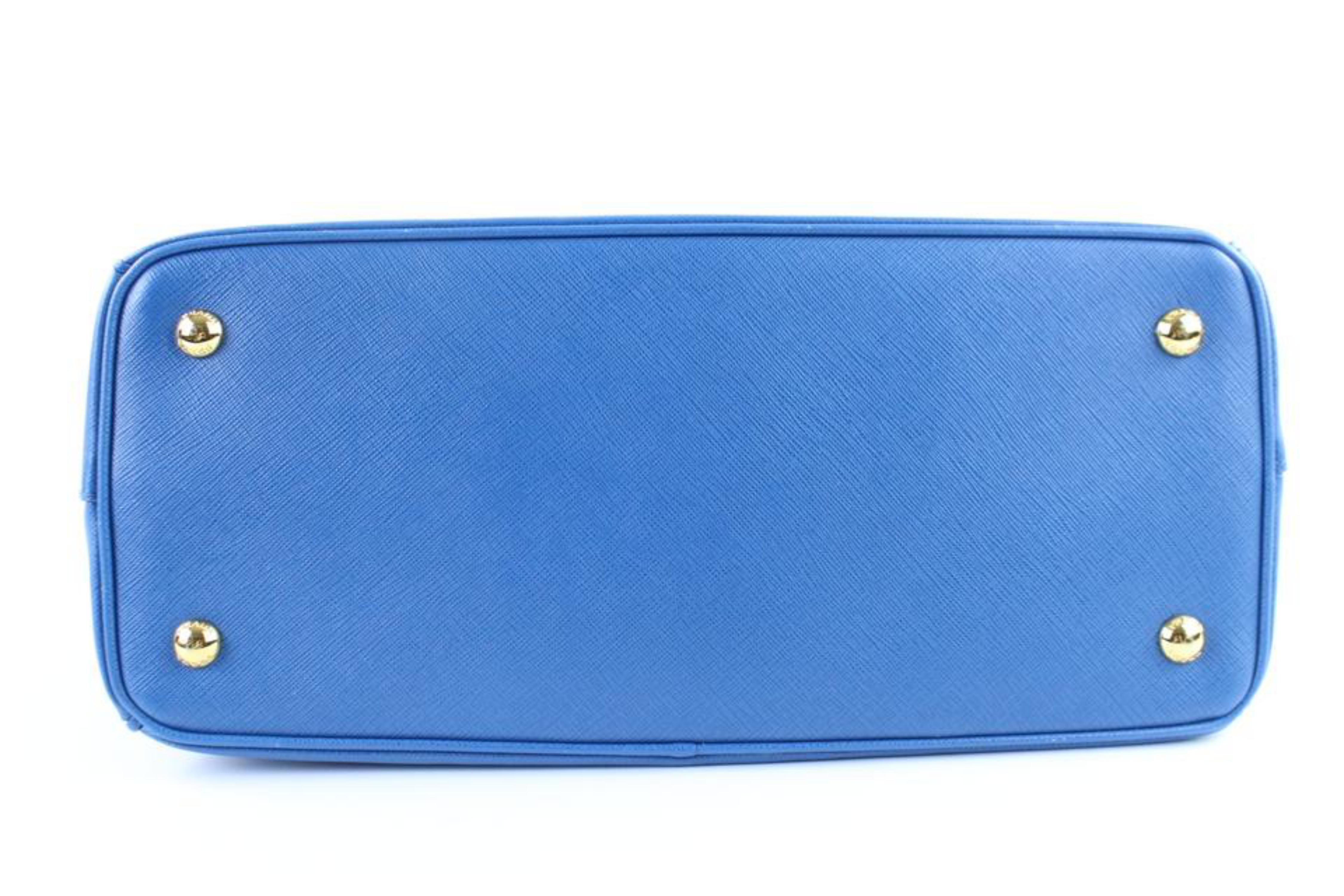 Prada Lux Saffiano 2way 2pr1205 Blue Patent Leather Tote For Sale 1
