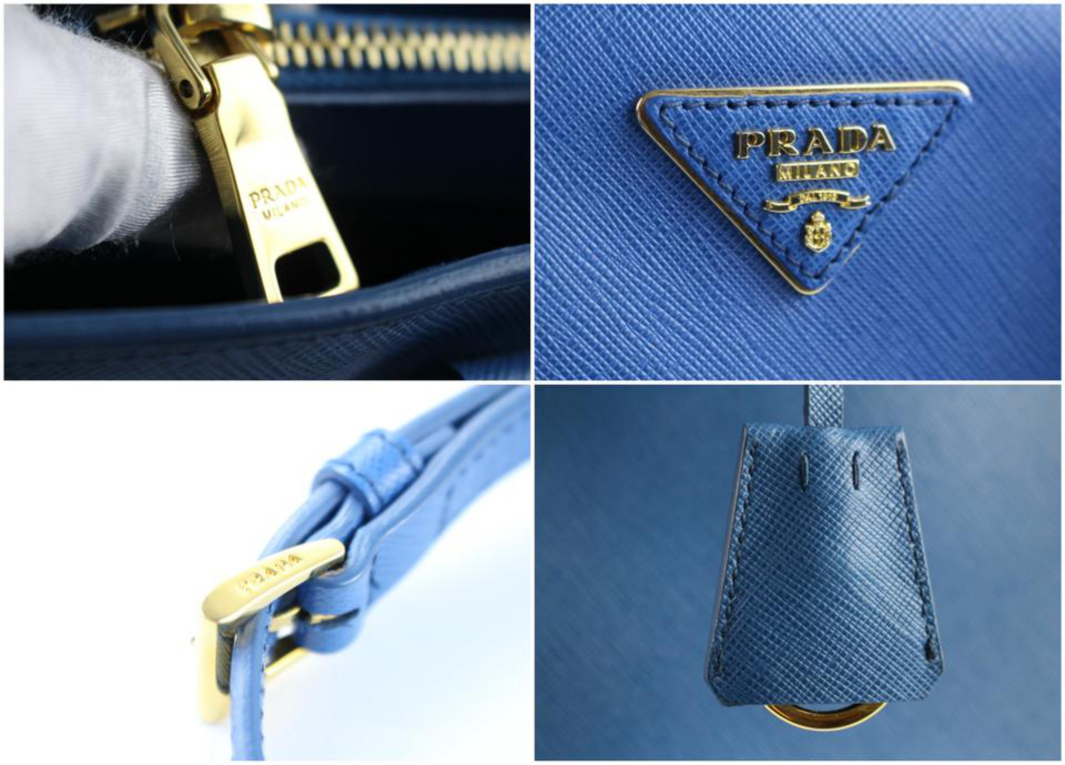 Prada Lux Saffiano 2way 2pr1205 Blue Patent Leather Tote For Sale 4