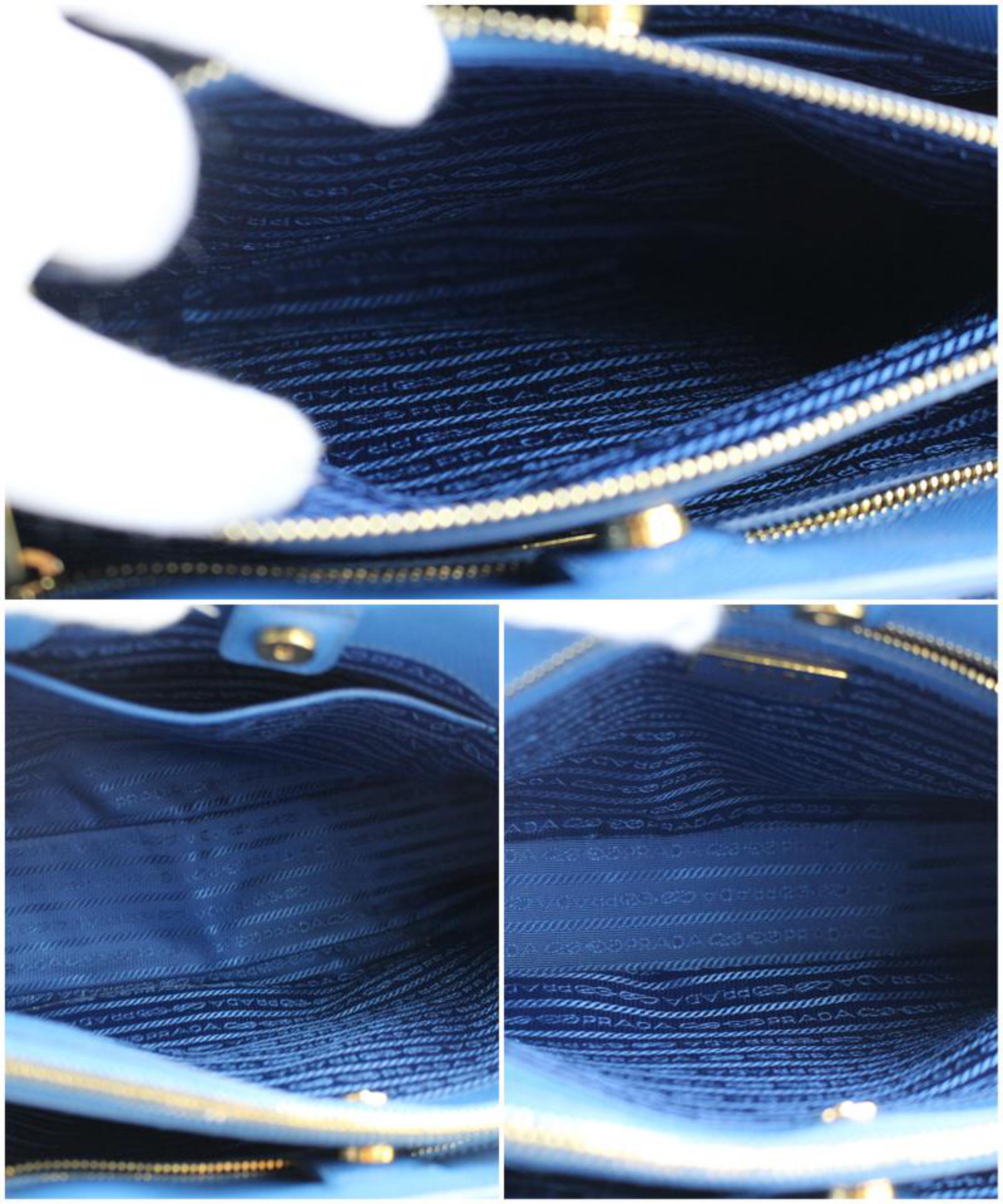 Prada Lux Saffiano 2way 2pr1205 Blue Patent Leather Tote For Sale 5