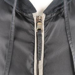 PRADA M Black Nylon Front Zip Hoodie Jacket