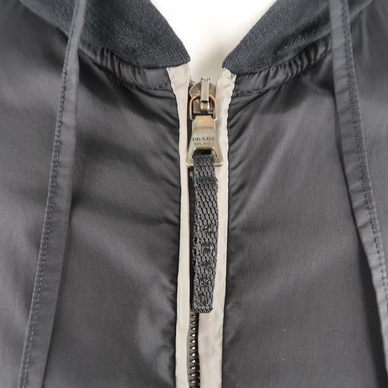 PRADA M Black Nylon Front Zip Hoodie Jacket at 1stDibs | prada hoodie ...