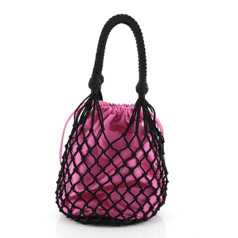 Prada Macrame Bucket Bag Woven Leather and Satin at 1stDibs prada