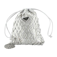 Prada Macrame Bucket Bag Woven Leather And Satin 