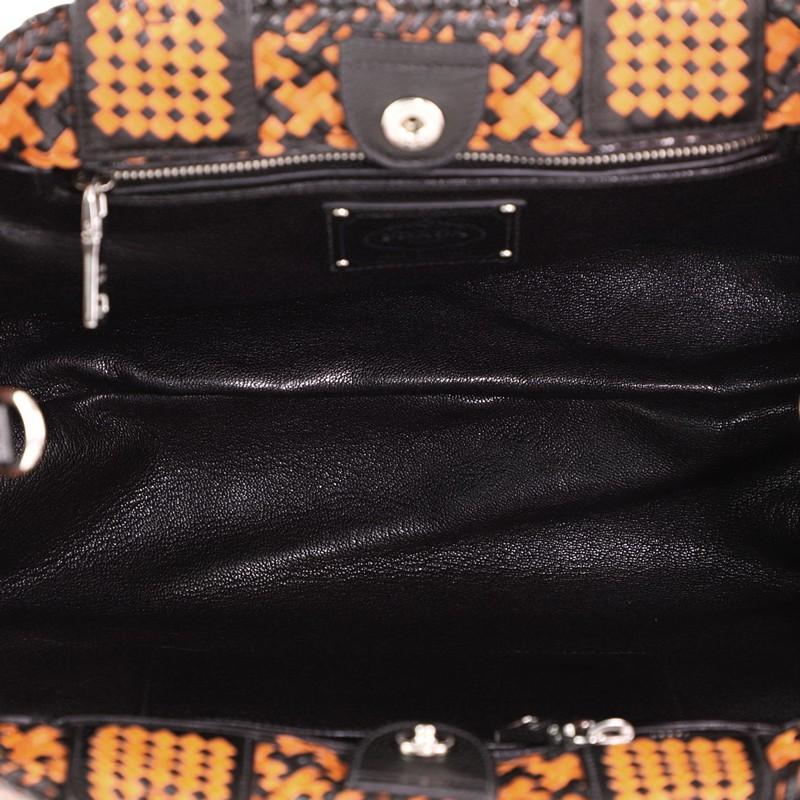 Prada Madras Convertible Open Tote Woven Leather Small In Good Condition In NY, NY
