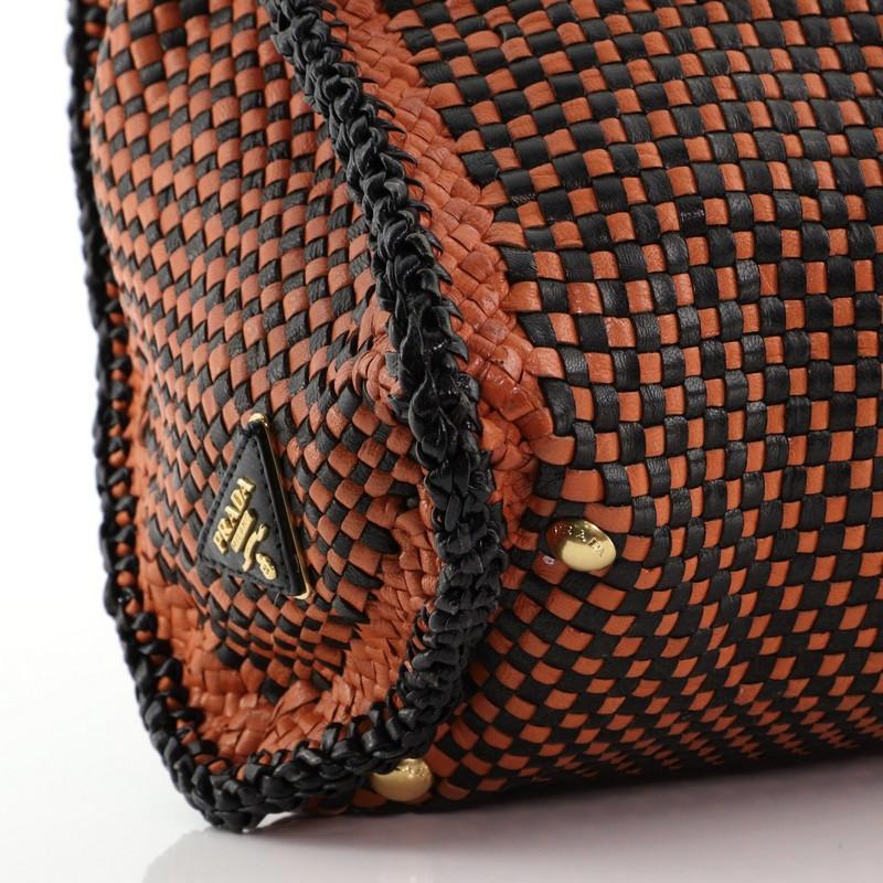 Prada Madras Convertible Satchel Woven Leather 2