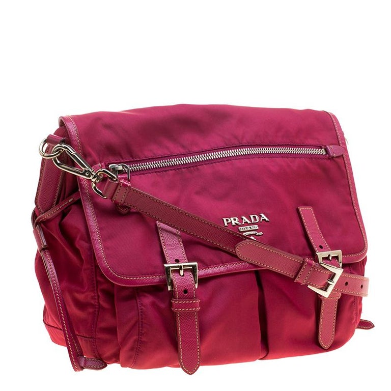 Prada Magenta Nylon Crossbody Bag For Sale at 1stdibs