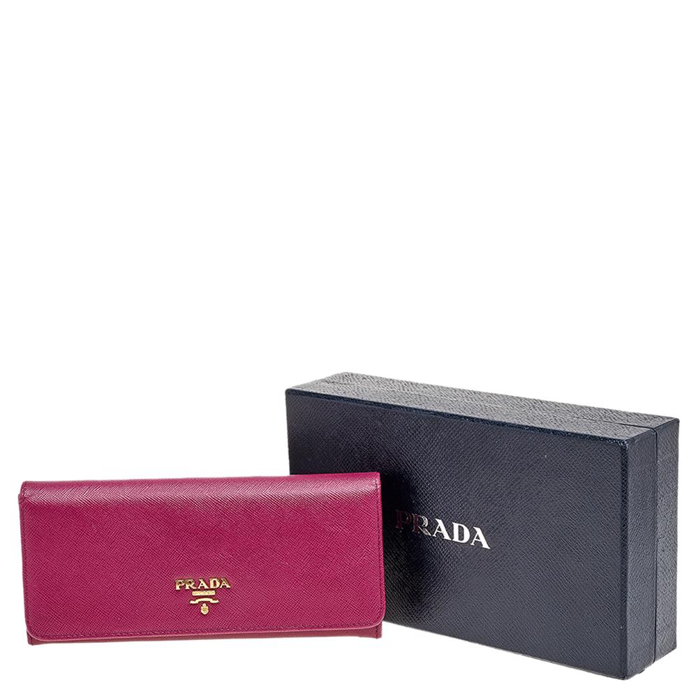 Prada Magenta Pink Saffiano Leather Continental Wallet 4