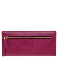 Prada Magenta Pink Saffiano Leather Continental Wallet
