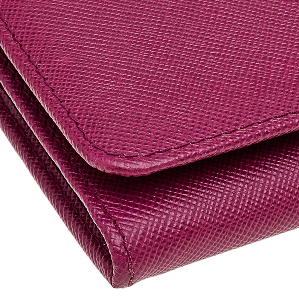 Prada Magenta Pink Saffiano Leather Continental Wallet 1