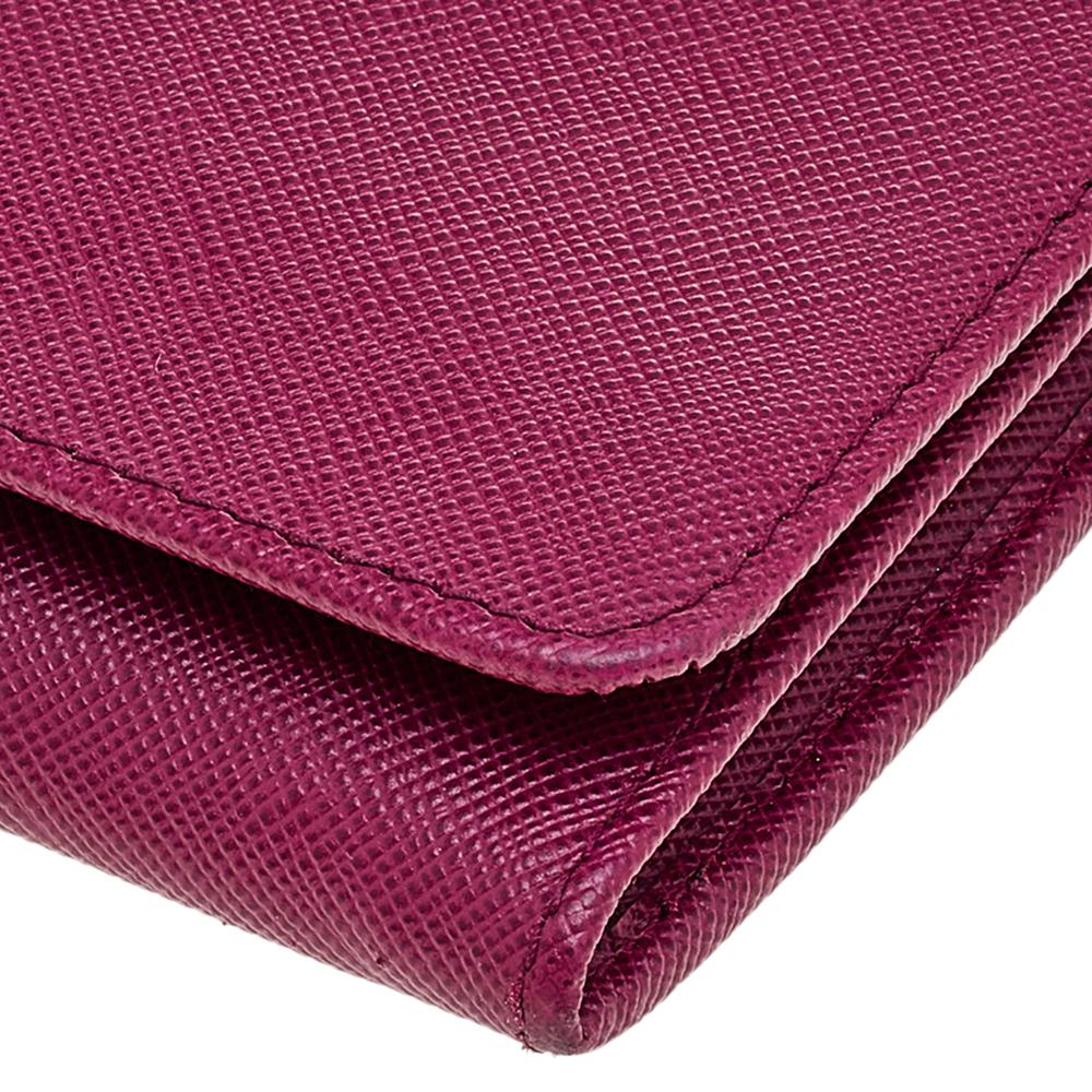 Prada Magenta Pink Saffiano Leather Continental Wallet 2