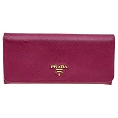 Prada Magenta Pink Saffiano Leather Continental Wallet