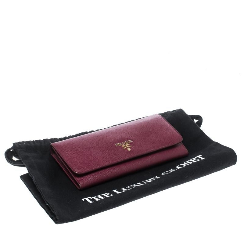 Prada Magenta Saffiano Leather Continental Wallet 3